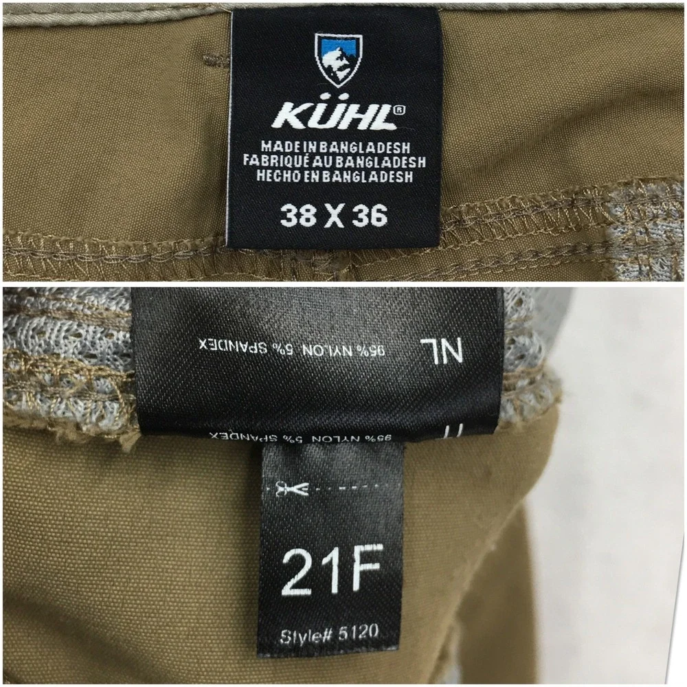 Kuhl Radikl Mens Hiking Pants Brown Nylon Spandex Outdoor Trekking 38x36